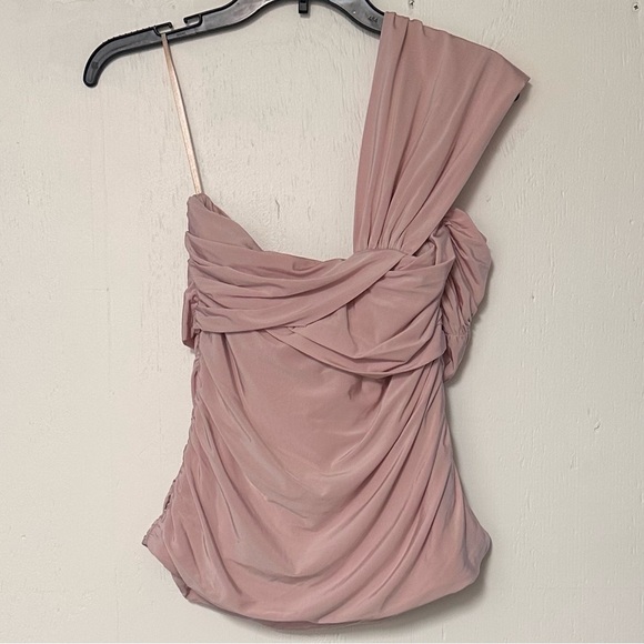 L.A.M.B. by Gwen Stefani NWT Ruched On Shoulder Top in Rose Smoke - Picture 6 of 14
